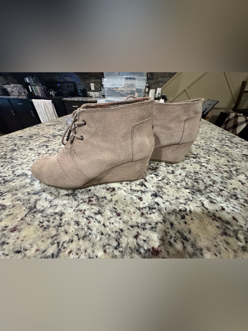 Taupe Suede Lace-Up Desert Wedge Ankle Booties - Size 9